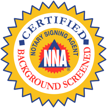 NNA Certified Notary Signing Agent and Background Screened badge